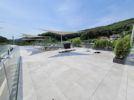 Cafetería-panadería al aire libre de Corea