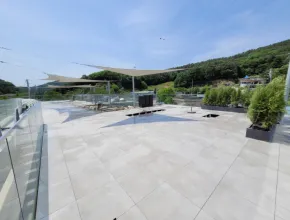 Cafetería-panadería al aire libre de Corea